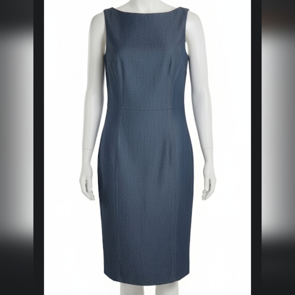 Cache Gray Sleeveless Scoop Neck Sheath Midi Dress - Picture 1 of 4